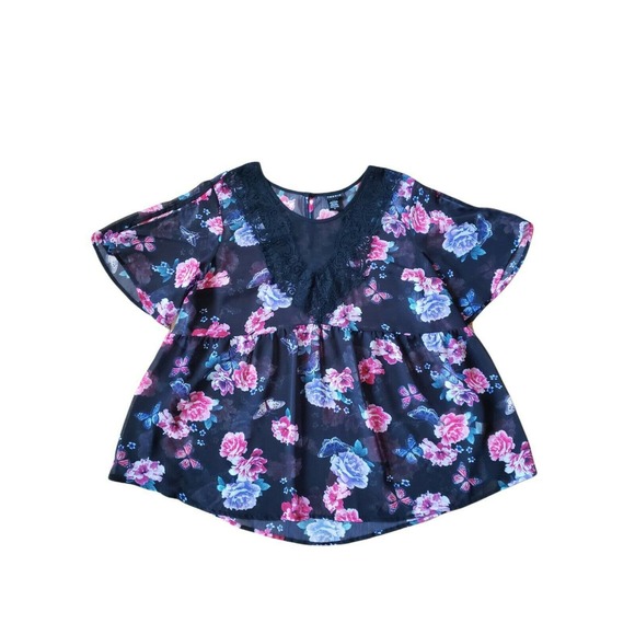 Torrid Sheer Lace Floral And Butterfly Blouse Size 0/0x - Picture 1 of 7